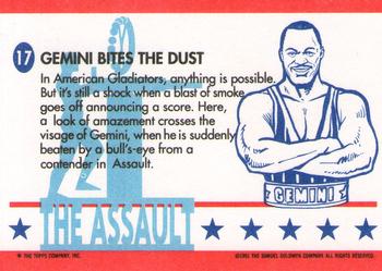 1991 Topps American Gladiators #17 Gemini Bites the Dust Back